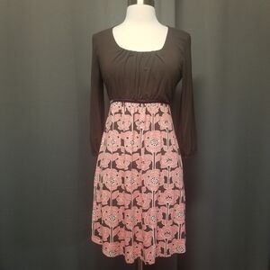 Boden Summer Floral Pink‎ Brown Jersey Knit Dress 6
